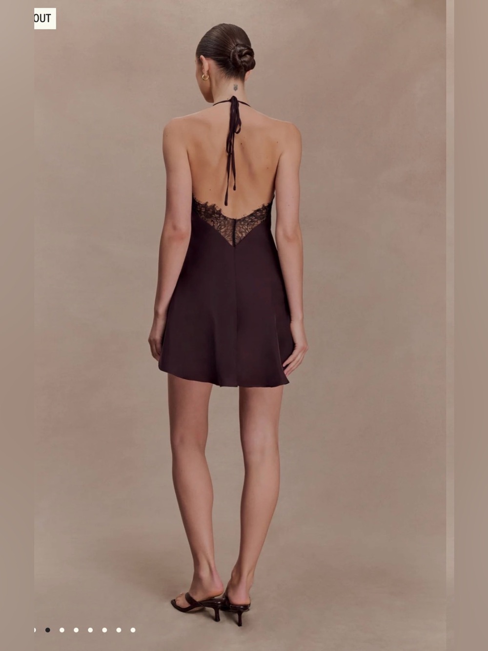 Meshki- Halter Mini Dress in chocolate brown - Picture 2 of 7